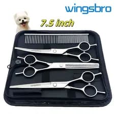 7.5 Polegada Pet Grooming Tesoura Set , Japão Aço Inoxidável Duplo Cauda Flat/Dente/Curving tesoura pet tosa