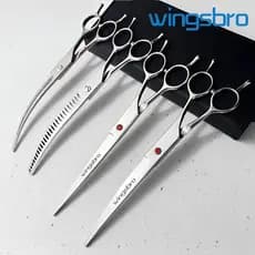 Wingbro Conjunto De Tesouras Para Cuidar De Cães Grandes De 8 Polegadas , kit Animais De Estimação Com Desbaste Plano/Cu