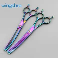 wingsbro 7,5 polegadas tesouras para animais de estimação,Tesouras curvas para cães,Tesouras de tubarão para cães