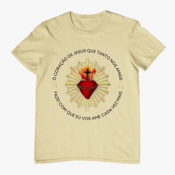 Camiseta Masculina Algodão Coração de São Jose Religiosa