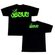Camiseta Algodão 30.1Religiosa Jesus Fluorescente Promoção