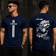 Camiseta Masculina Estampada Moto Racing 46 Streetwear Algodão Premium Frente e Costas Casual