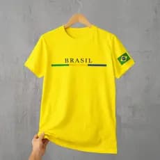 Camiseta Brasil Unissex Estampada  Algodão Conforto  P ao G Streetwer Premium