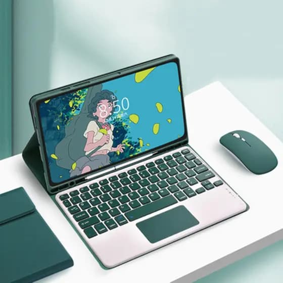 Capa De Teclado De Couro Para Samsung Galaxy Tab S7/S8/S9FE/S10 Lite/S11/A8/A9 +/A11 + Touchpad Bluetooth Mouse