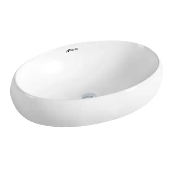 Cuba Banheiro Lavabo Em Cerâmica Louça Branca Oval 60 x 41 x 14,5 cm Apoio Tubrax - BAB0001