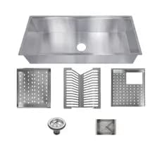 Cuba de cozinha com módulos porta pratos, copos e talheres em aço inox 304 - CAC0023-N