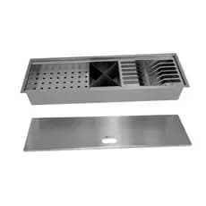 Calha Canal organizador Úmido de Cozinha com Tampa Inox 304 c/ 3 módulos 62x18 Tubrax