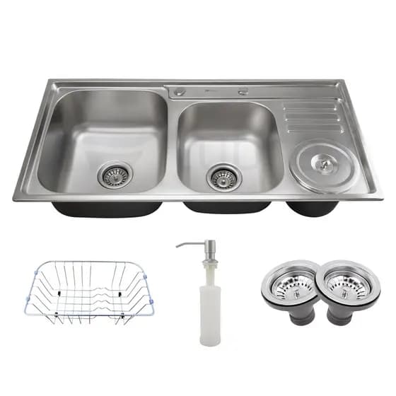 Pia Cuba Dupla de Cozinha Gourmet Com Lixeira em Aço Inox - CBC0007-C Tubrax