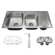 Pia Cuba Dupla de Cozinha Gourmet Com Lixeira em Aço Inox - CBC0007-C Tubrax
