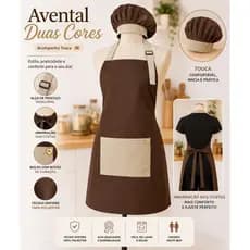 Conjunto Avental Oxford Duas Cores + Touca – Linha Profissional | Design Moderno & Durável