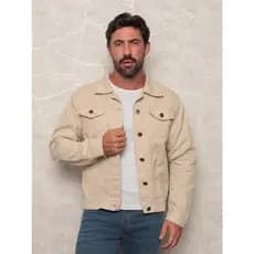 Jaqueta jeans masculina slim preta  azul bege pequenos defeitos