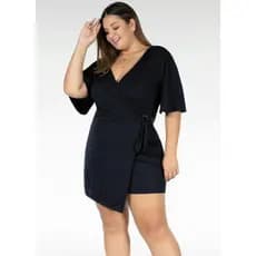 Macaquinho plus size short saia com elastico na cintura