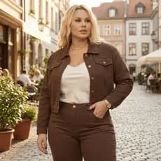 Jaqueta jeans sarja feminina plus size confortável estilosa macia quentinha
