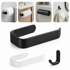 Suporte Papel Higiênico Parede Adesivo Kit com Gancho para pendurar toalhas instale sem furos na parede com dupla face
