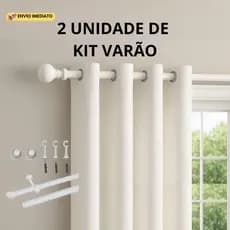 Kit Varao De Cortina Madeira 1,5M 19MM Completo Suporte Buchas E Parafusos