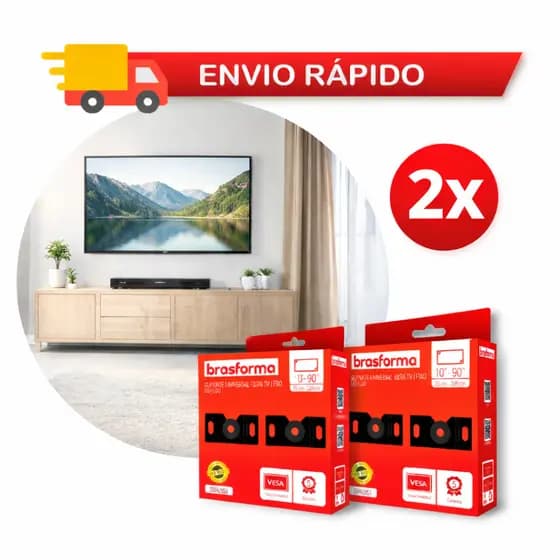 Kit 2 Suportes Fixo Na Parede De Tv Led Lcd Universal 10 A 90 Polegadas Ate 40kg