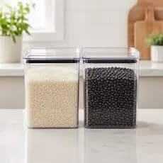 Kit 2 Potes Herméticos Acrílico multiuso Empilháveis 1,1L Cozinha Organizada Premium