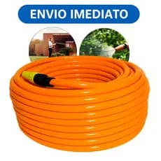 Mangueira de Jardim 30 Metros Siliconada Reforçada Laranja Anti Torção Com Esguicho E Conector