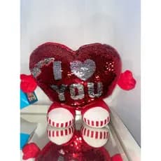 Coração de pelúcia com lantejoula I Love You