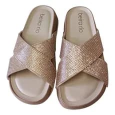 SANDALIA NUDE OURO STRASS CONFORT BEIRA RIO 38