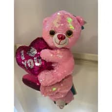 Urso com coração de lantejoulas