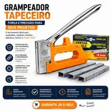 Grampeador Tapeceiro Manual Profissional 4 6 8mm 3000 Grampos Estofador Madeira