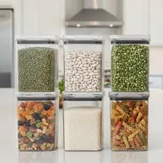 Kit 6 Potes Herméticos Empilháveis 1,1L Cozinha Organizada Premium