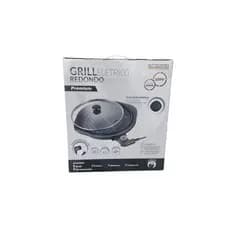 Grill Eletrico Redondo Termostato Premium 220V Preto Pratico Versatil Cozinha