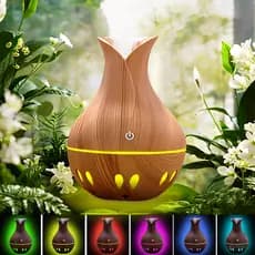 Umidificador De Ar E Difusor Aromatizador De Ambiente Vaso Tipo Madeira Purificador De Ar Portátil Usb Com Luz LED