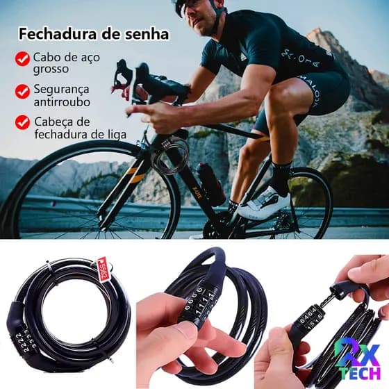 Trava Cabo De Aço Cadeado Segurança Bike Moto Espiral Anti-Roubo-envio Imediato