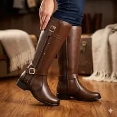 Bota Cano Alto Joelho Feminina Montaria Com Zíper Inverno Preto Marrom Nova Coleção Lançamento