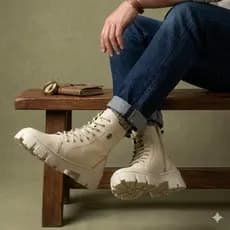 Coturno Bota Meia Pata Blogueira Feminino em Couro Legítimo Estilo Casual Solado Tratorado Conforto