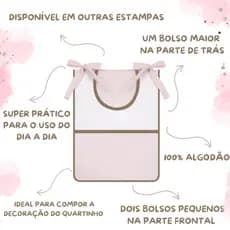 Porta Fraldas Porta Treco para Enxoval de Bebê 100% Algodão