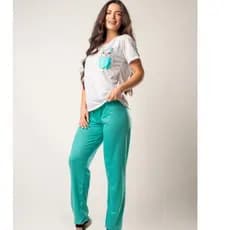 Pijama Feminino Pijama Feminino Manga Curta Adulto Malha Doguinho