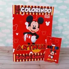 Kit Colorir Personalizado Mickey Personalizamos qualquer tema livro de colorir giz de cera lembrancinha