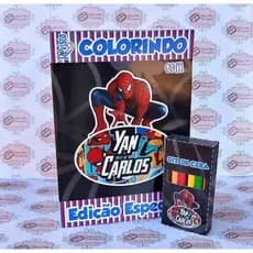 Kit Colorir Personalizado Homem Aranha Personalizamos qualquer tema livro de colorir giz de cera lembrancinha