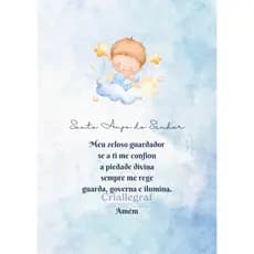 Quadro Infantil Oração do Anjo da Guarda Quarto Criança MDF