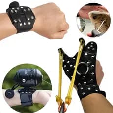 Luva Protetora Para Spincast De Couro E Aço + Bracelete