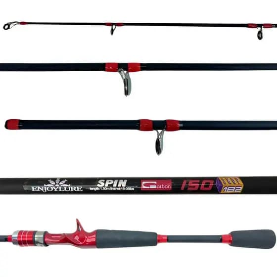 Vara Pesca Carretilha Carbono 15-35 Libras Tucunaré Traira 1,50m 2 Partes