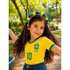Tiara de Pompons Verde Amarelo Azul Infantil Adulto Tiara Copa do Mundo Arquinho Pompons