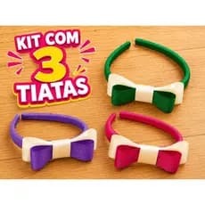 Kit com 3 Tiaras com Laço Tiara Infantil laço Infantil Arquinho Kit Tiaras Verde Lilas Pink com Off White