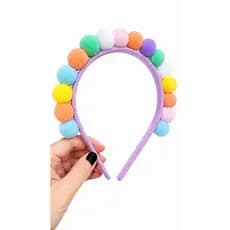 Tiara Infantil Com Pompom Cores Candy Pastel Arquinho com Pompons Infantil Tiara para Cabelo Acessorios Infantil Colorid