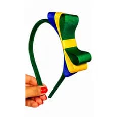 Tiara Infantil com Laço Verde Amarelo Azul Arquinho Infantil Laço Infantil Tiara Infantil Copa
