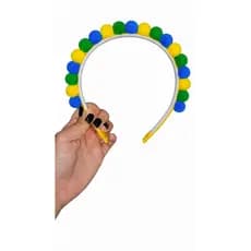 Tiara Copa do Mundo Cores Brasil Copa Brasil Tiara Pompom Arquinho Copa Do Mundo Verde Amarelo Azul