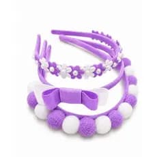 KIT 3 Tiara Infantil Pompons Florzinha perola Laço Infantil Lilas e Branco Arquinho Infantil Arco Tiara Infantil Kit