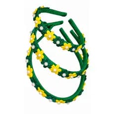KIT 3 Tiaras Florzinha com Perolas Tiara Verde Amarelo Copa do Mundo Brasil Tiara copa Arquinho Tiara Adulto Infantil