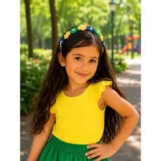 Tiara Infantil Florzinha com Perolas Copa Do Mundo Tiara Maria Flor Verde Amarelo Azul Arquinho Infantil