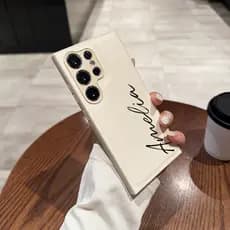 Nova Textura De Couro Simples Nome Personalizado Caso De Telefone Para Galaxys Samsung S25 Ultra S24 S23 S22 Plus Embala