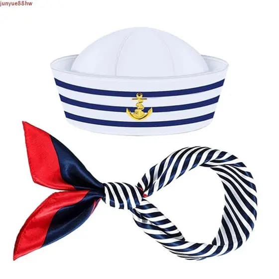 Chapéu De Capitão De Iate JUNYUE , Fantasia De Barco , Boné De Navio De Marinheiro Azul Marinho , Lenço De Vestir ,