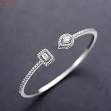 Pulseira De Punho De Zircônia Cúbica JUNYUE , Geométrica De Luxo Feita À Mão Prova D'água Aberta Ajustável Exclusiva